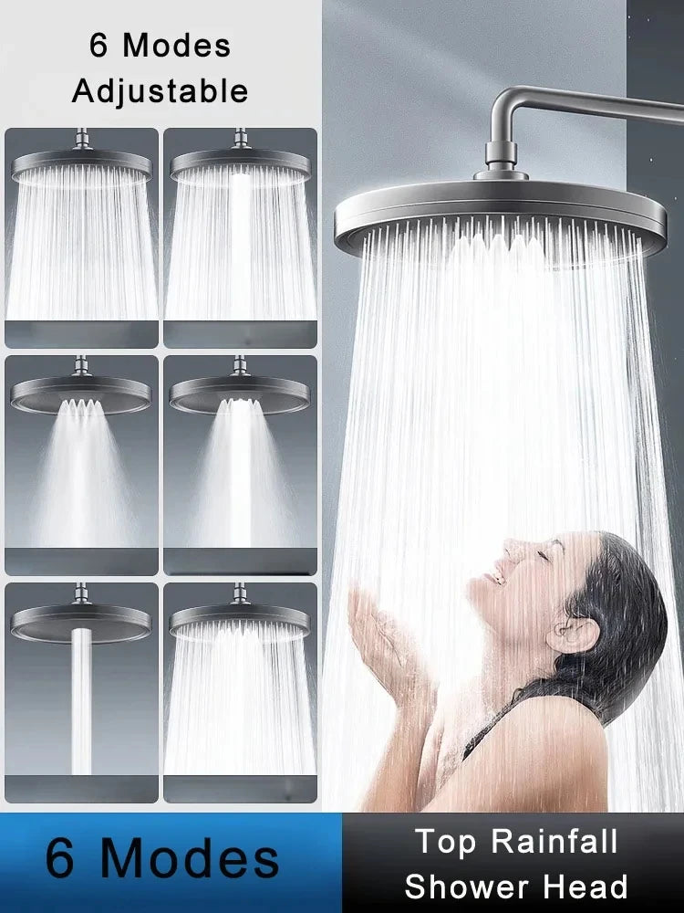 NOUVEAU Pommeau de douche 6 modes à haute pression pour salle de bain, Têtes de douche de pluie, Accessoires de robinet de douche Gris anthracite/Noir/Argent