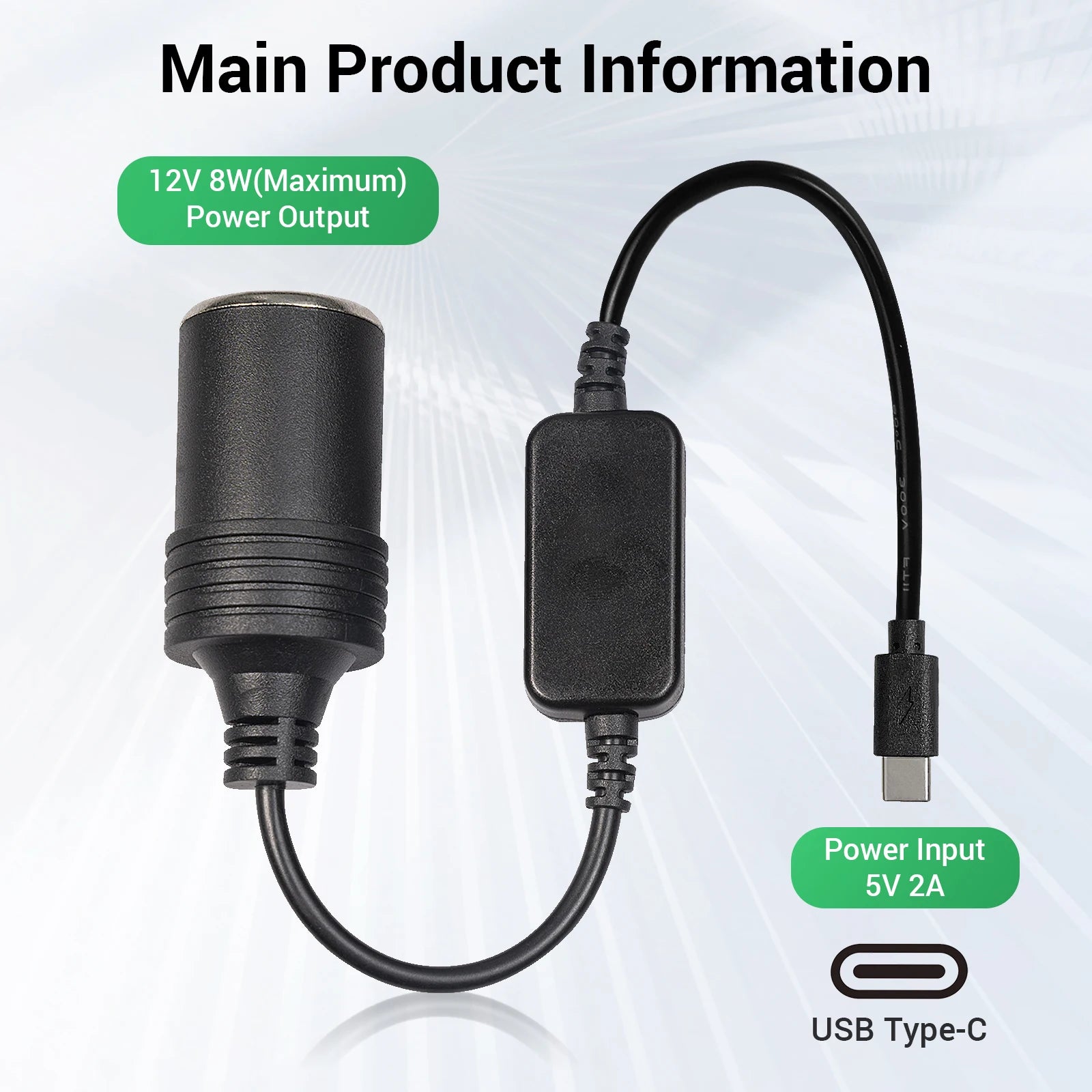 USB to 12V Cigarette Lighter Adapter