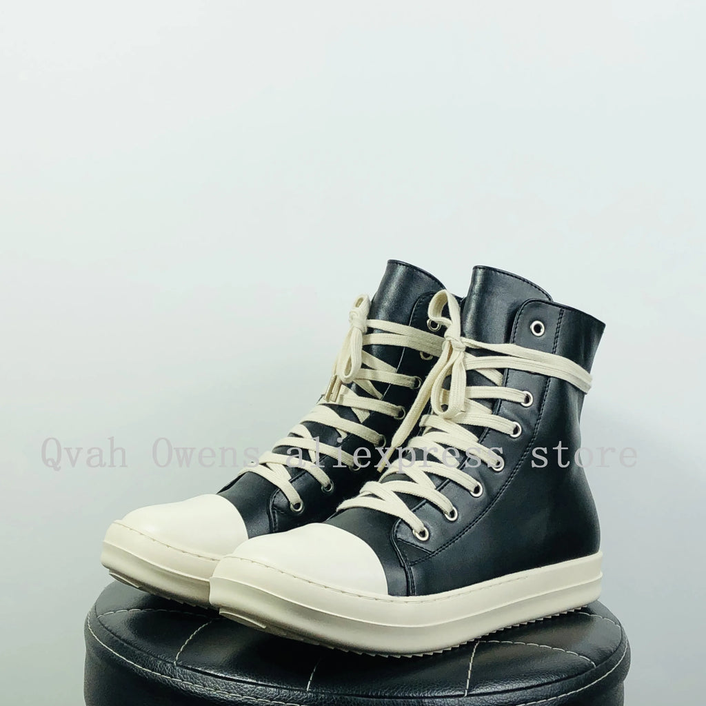 Women Casual Canvas Pu Shoes Luxury Trainers Lace Up Men Sneakers Zip High-TOP Hip Hop Autumn Flats Black Boots