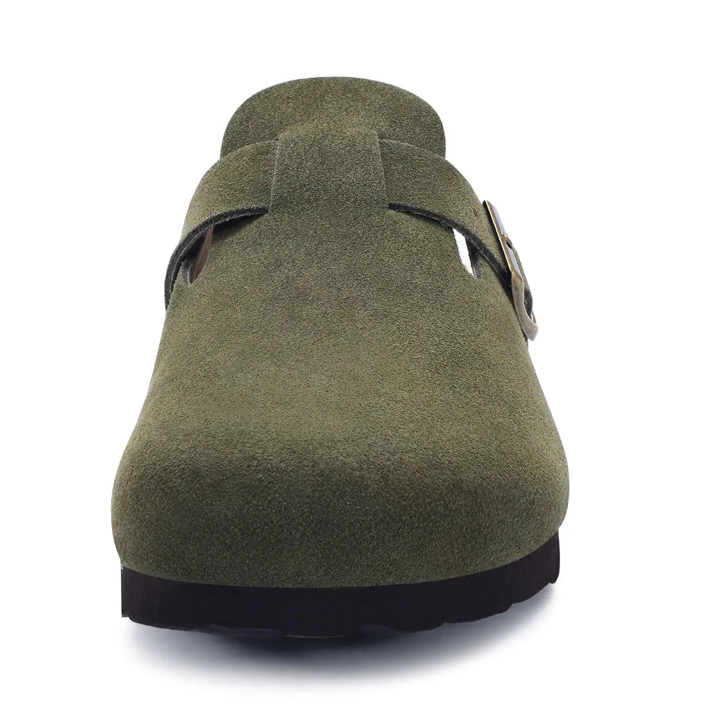 Asgard Women's Genuine Leather Clogs Soft Cork Footbed Cow Suede Mules With Adjustable Strap Fashion Comfort Slip on Slippers