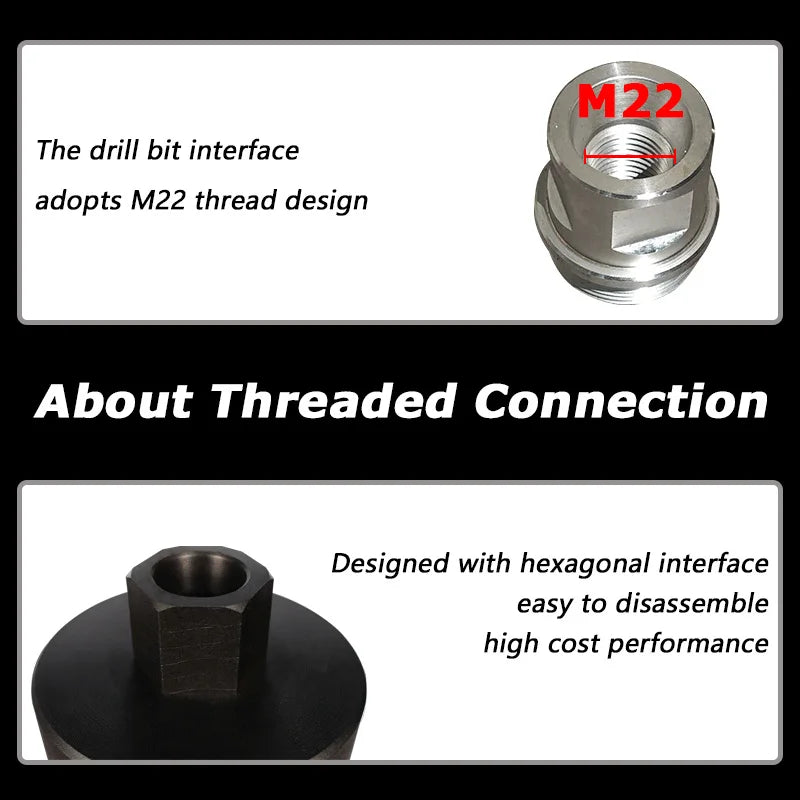 LAANCI laser weld Diamond Core Drill Bit for Reinforced Concrete – Diameter 25-254mm,400mm Total Length M22 Threaded Connection
