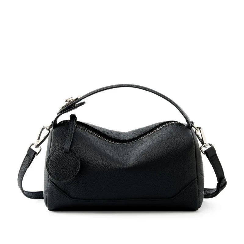 new fashion genuine leather woman bag handle cowhide shoulder bag luxury designer minimalism bag cattle leather