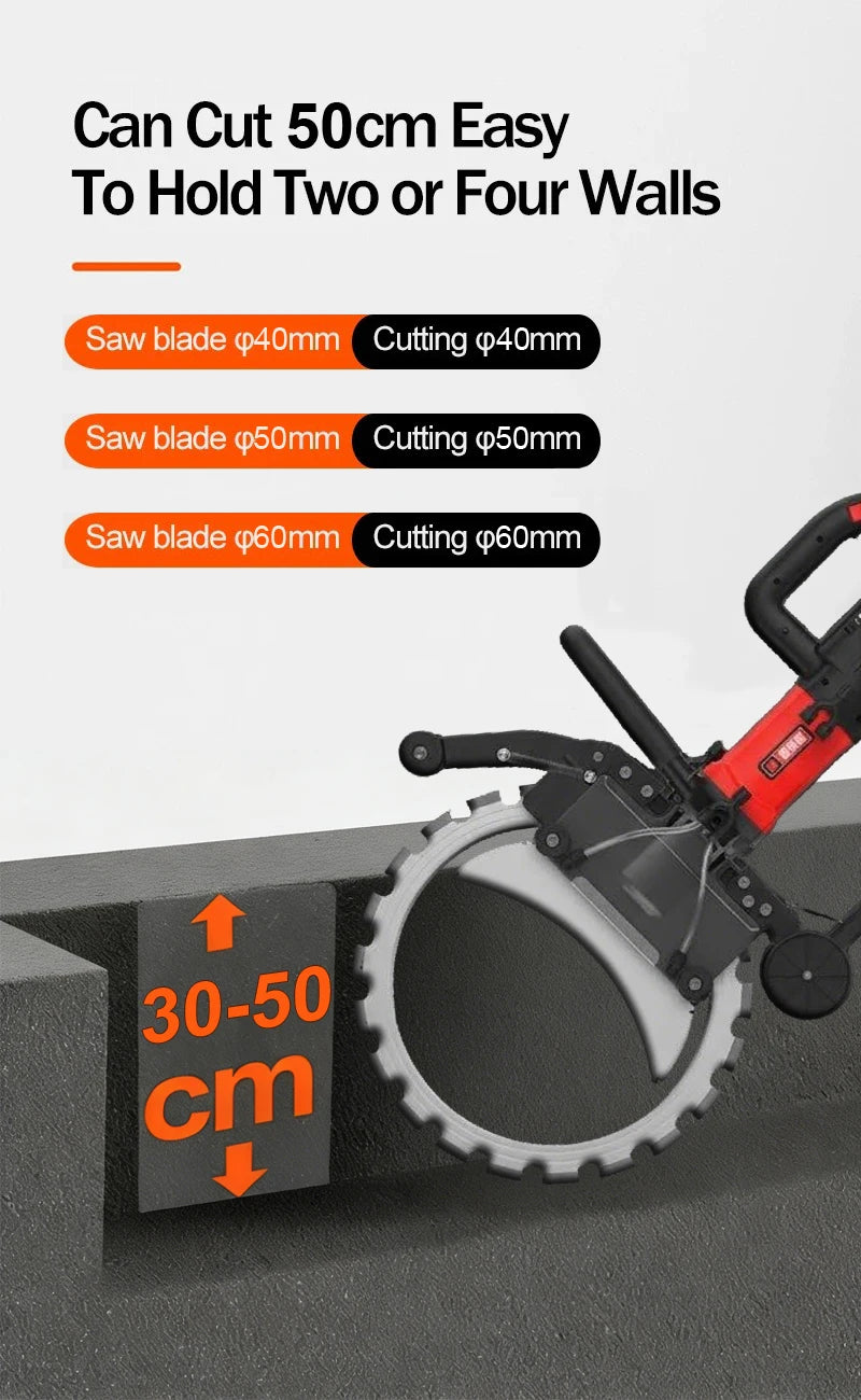 300/400/500mm Concrete Ring Saw with D-Shaped Ergonomic Handle Electric Wall Cutter for Reinforced Concrete Wet Cutting Work