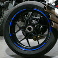 16Pc Motorcycle Bike Car Tire Reflective Stickers Cool Styling Tyre Rim Trim Decal Strip Tape Red Blue Waterproof Exterior Parts