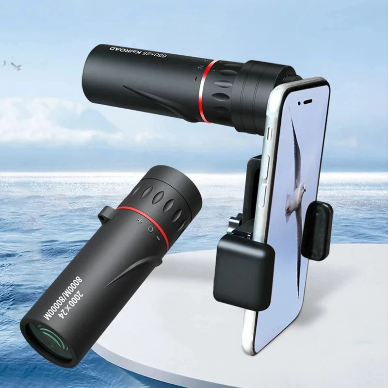 2000x24 HD Monocular Telescope Mini Portable Mobile Phone Telescope with Holder Outdoor Camping Hunting Birdwatching Telescopes