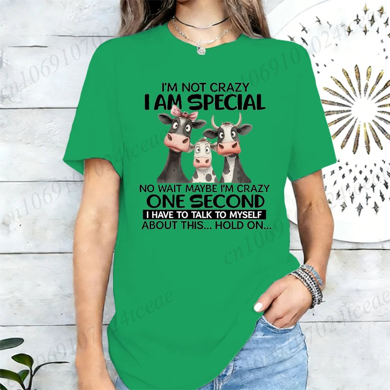 T-shirt Femme "I'm Not Crazy I'm Special" Vêtement Vintage Hip Hop Streetwear Manches Courtes Col Rond T-shirt Décontracté