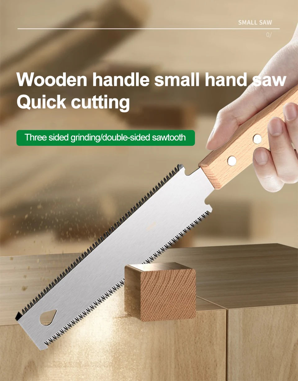 Japanese Style Hand Saw with Non-slip Wooden Handle Pull Type Flexible Flush Cut Woodworking Cutting Tool for Woodcraft
