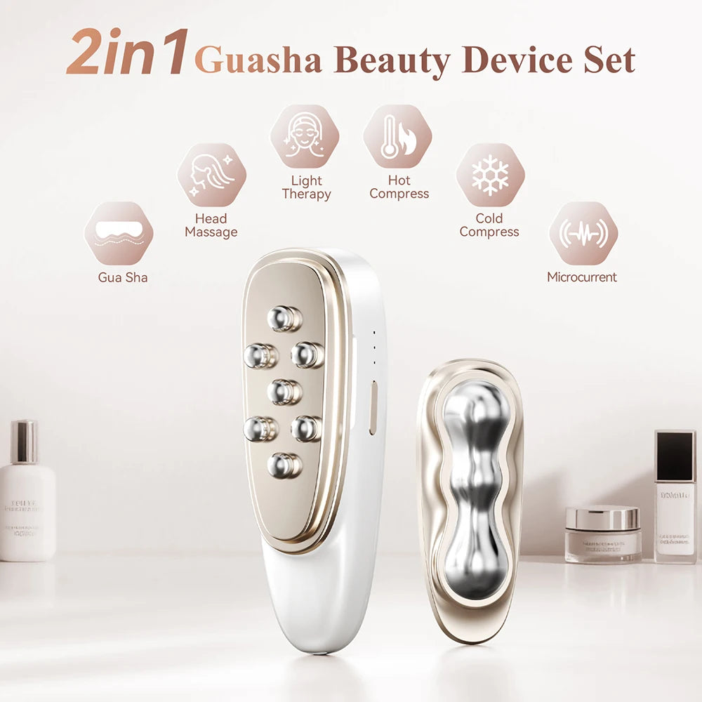 ANLAN 2 in 1 Guasha Beauty Device Facial Removal Swelling Wrinkle Dual-frequency Microcurrent Hot Cold Skincare Body Massager