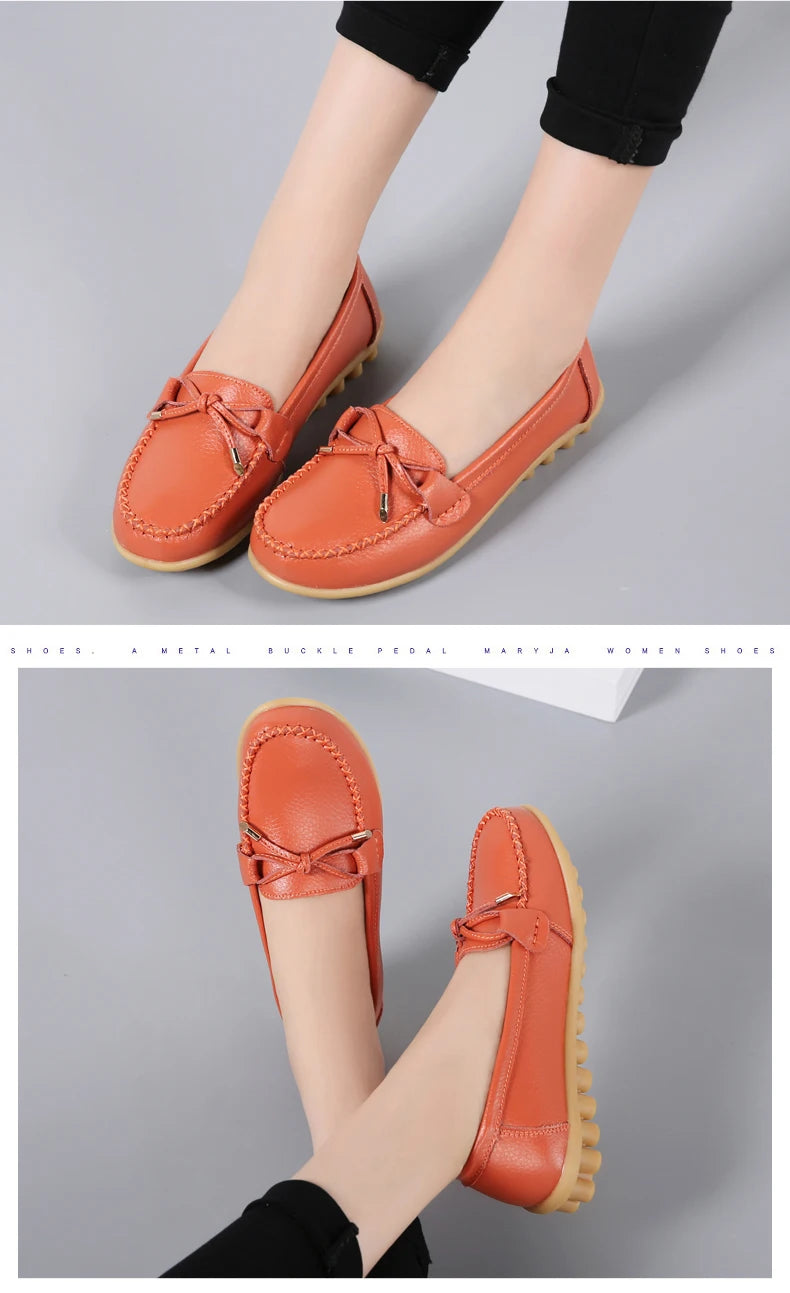 2025 New Woman Flats Shoes Ballet Flat Sneakers Genuine Leather Spring Soft Moccasins Ladies Boat Ballerina Espadrilles Creepers