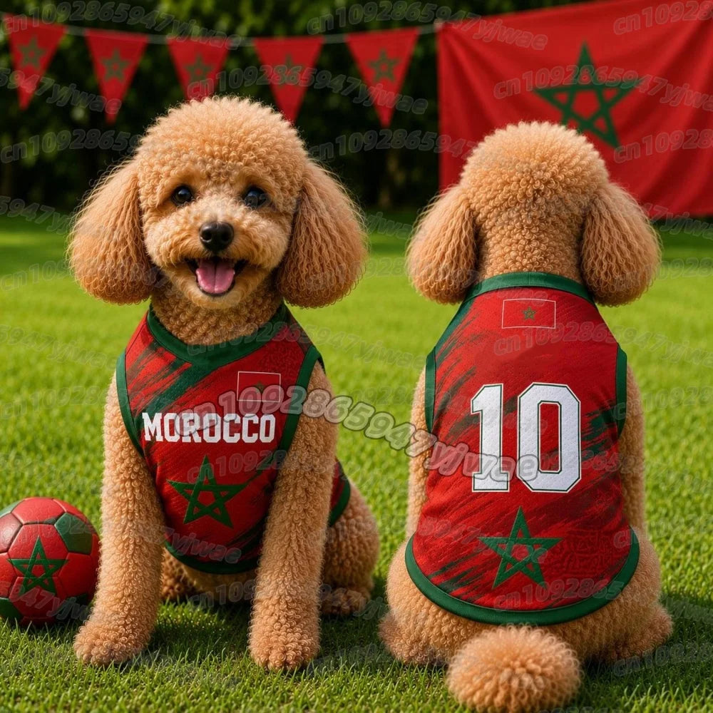 MOROCCO no.10 Mesh Dog cat Clothes Schnauzer Teddy Sport Large Dog Jersey football Clothing Puppy vest  Pet Cat sleeveless tee