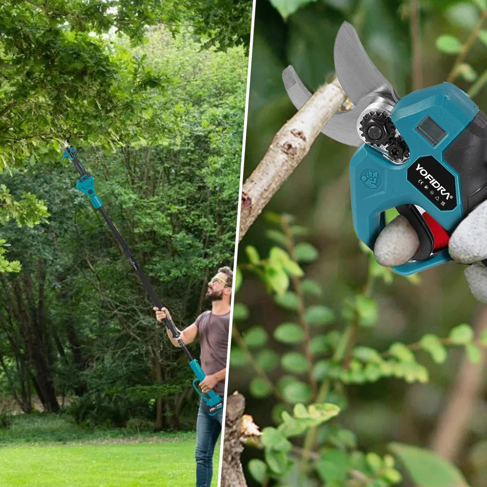 YOFIDRA Brushless Electric Chainsaw Telescoping Pole 3IN1 High Branch Saw Woodworking Pruning Power Tool For Makita Battery Pin