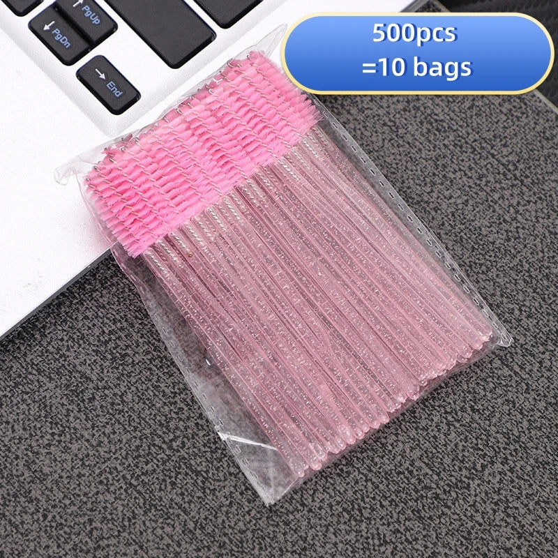 100/200/500Pcs Crystal Eyelashes Brush Comb Disposable Eye Lashes Extension Mascara Wands Makeup Professional Makeup Beauty Tool