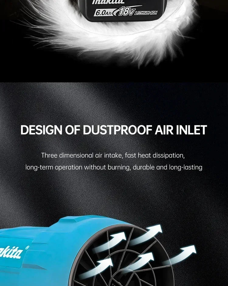 Makita 30000RPM Violent Blower Turbo Jet Fan 18V Electric Air Duster Wind Speed Turbo Rechargeable Cleanin Tool