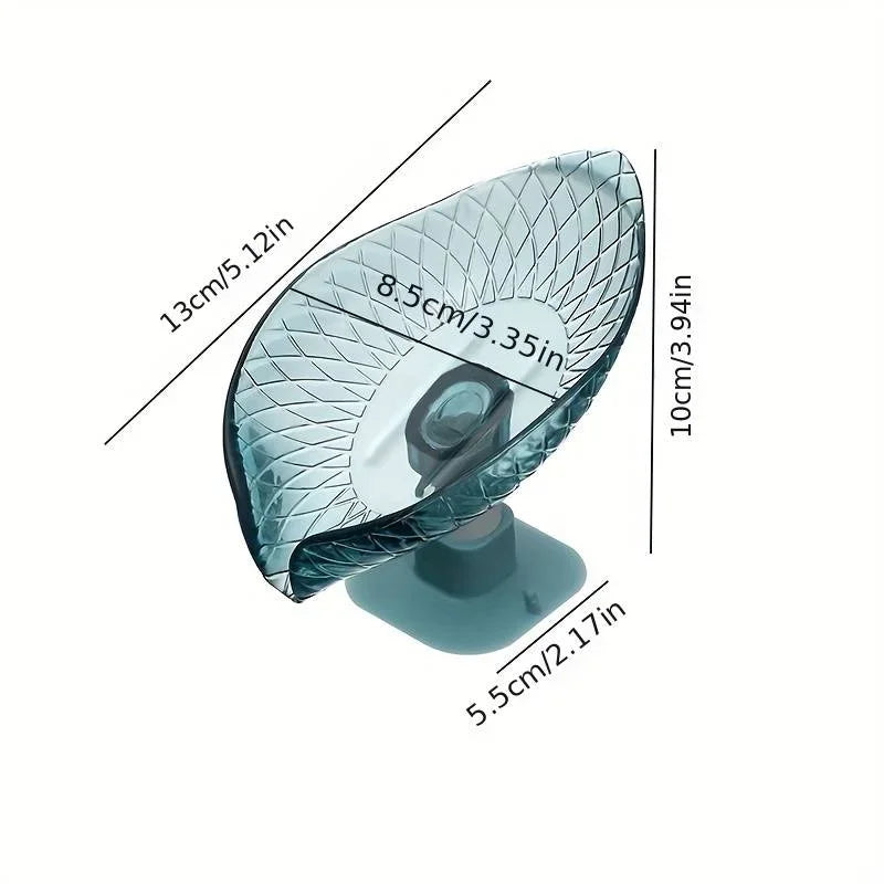 Boîte à Savon de Vidange Design Feuille avec Ventouse Porte-Savon Décoratif en Plastique Auto-Drainant Plateau de Savon Organisateur de Rangement pour Salle de Bain