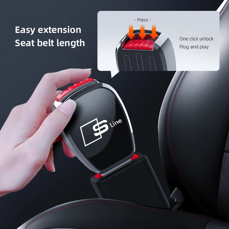 Car Seat Belt Clip Extender Metal Badge Lock Buckle For Audi Sline A3 A4 A5 A6 A7 A1 A2 A8 Q1 Q2 Q3 Q4 Q5 Q6 Q7 Q8 TT RS3 S5 B8