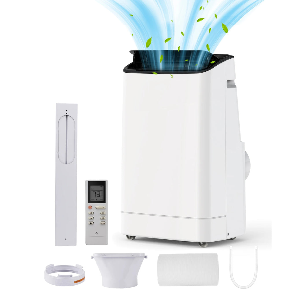 Climatiseur portable 14000 BTU, ventilateur déshumidificateur 3-en-1, télécommande et kit de fixation fenêtre, économe en énergie pour la maison