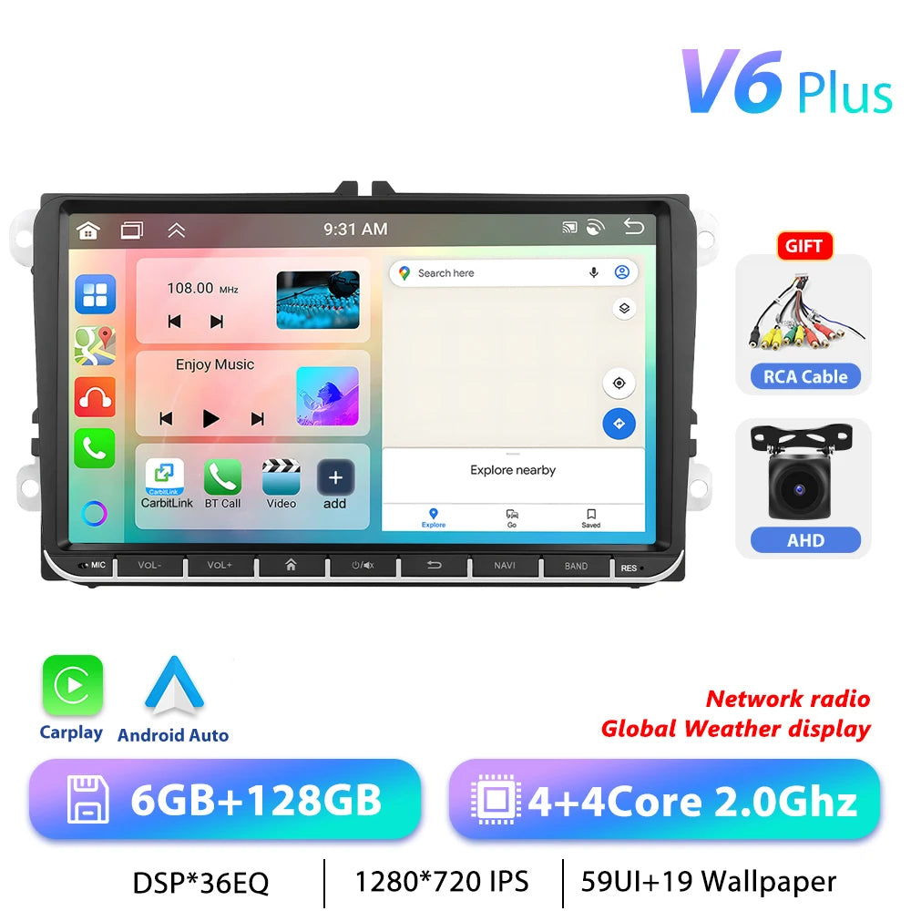 Podofo 7 "9" CarPlay Android Car Radio For Volkswagen VW Golf Passat JETTA Skoda SEAT Car Intelligent System 2din GPS Car Radio