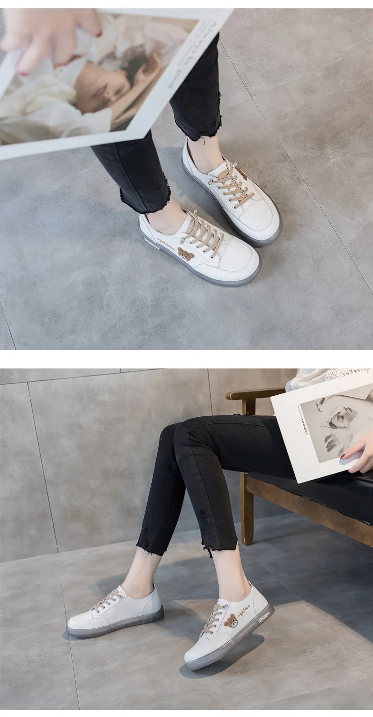 GKTINOO Women Sneakers Big Size 2026 Spring New Genuine Leather Loafers Women Casual Lace-up Women's Nurse Shoes