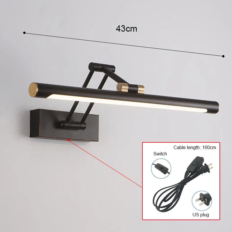 Mirror Light LED Wall Lamp Modern Bathroom Wall Light 43cm 58cm AC85 - 265V Indoor Lighting Bedroom Wall Sconces Light Fixtures