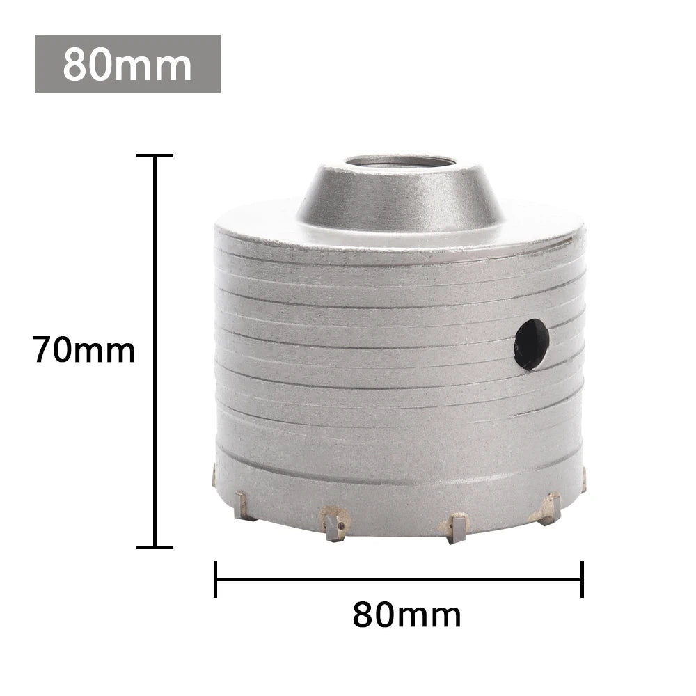 30-100mm Concrete Wall Hole Saw, SDS Plus Shank Impact Drill Bit, Suitable for Drilling Concrete, Brick, Stone and Walls