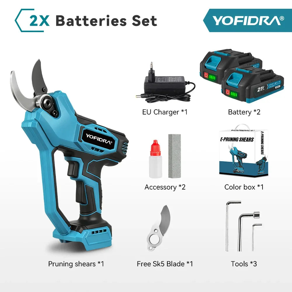 YOFIDRA 60mm AI Gears Control Brushless Electric Pruner Cordless Tree Bonsai Pruning Electric Scissors For Makita 21V Battery