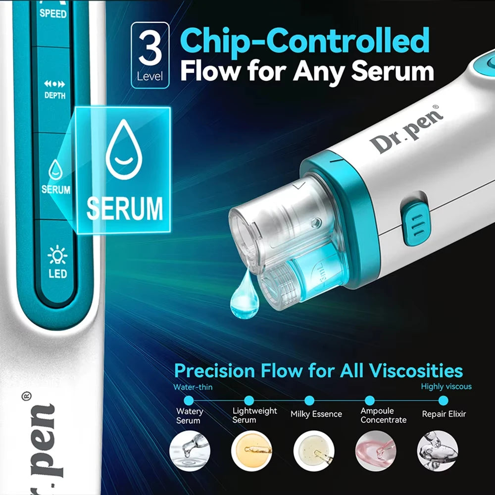 New Dr Pen H6 Innovative Technology Microneedling Derma Pen Automatic Serum Applicator Beauty Device with 2Pcs 0.25mm Cartridge