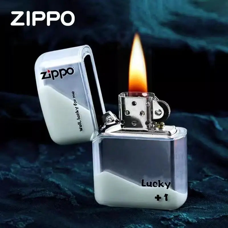 Zippo Creative Luminous Flowing Sand Oil Lighter combination, Shell Fuel Lighter unisex Windproof Collection in box