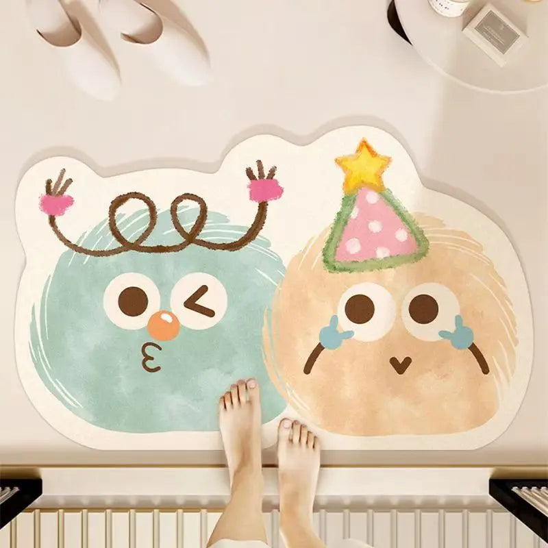 VIKAMA Cute and Fun Big Eyes Cloud Bathroom Carpet Absorbent Anti slip Quick drying Foot Mat Toilet Entrance Door Mat