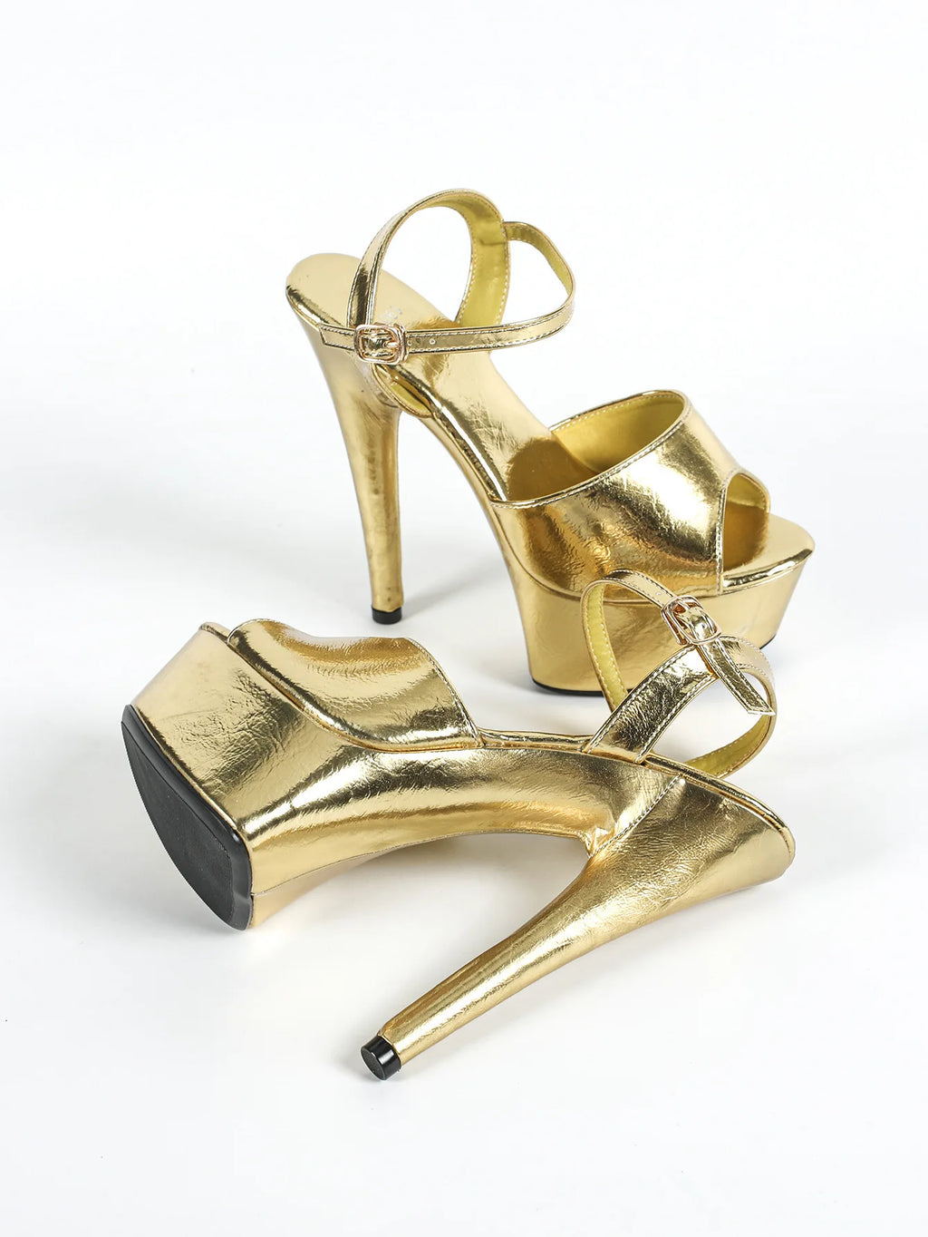 Gold Sandals T Show Summer Women Heels 15CM Stiletto Nightclub Party Large Size 43 Fashion Platform Shoes Pole Dance Stripper