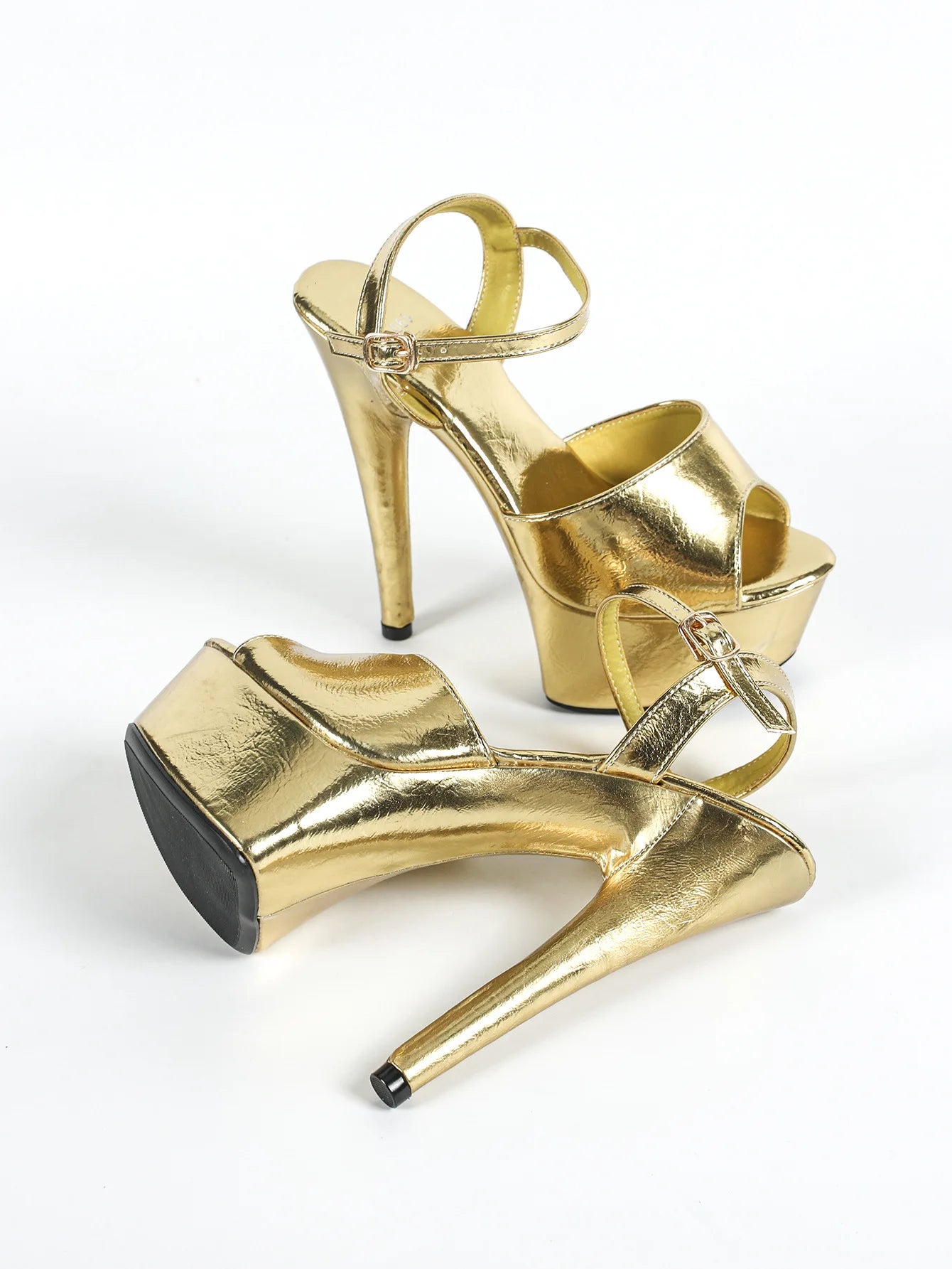 Gold Sandals T Show Summer Women Heels 15CM Stiletto Nightclub Party Large Size 43 Fashion Platform Shoes Pole Dance Stripper