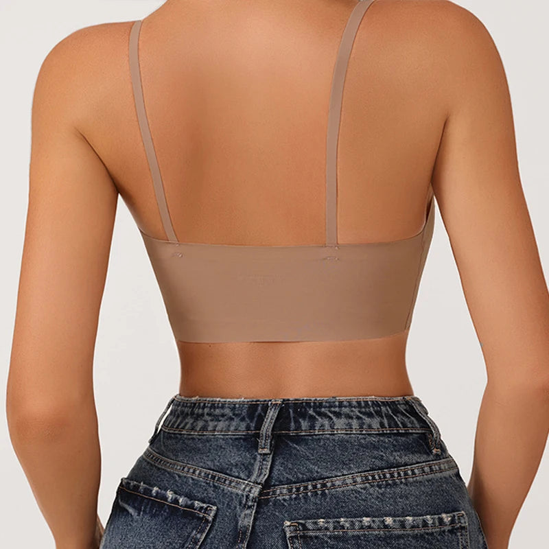 CINOON Soutiens-gorge sans couture pour femme Push Up Sous-vêtements de nuit Bralette amovible rembourrée Soutien-gorge une pièce Sans armatures Confort Intime