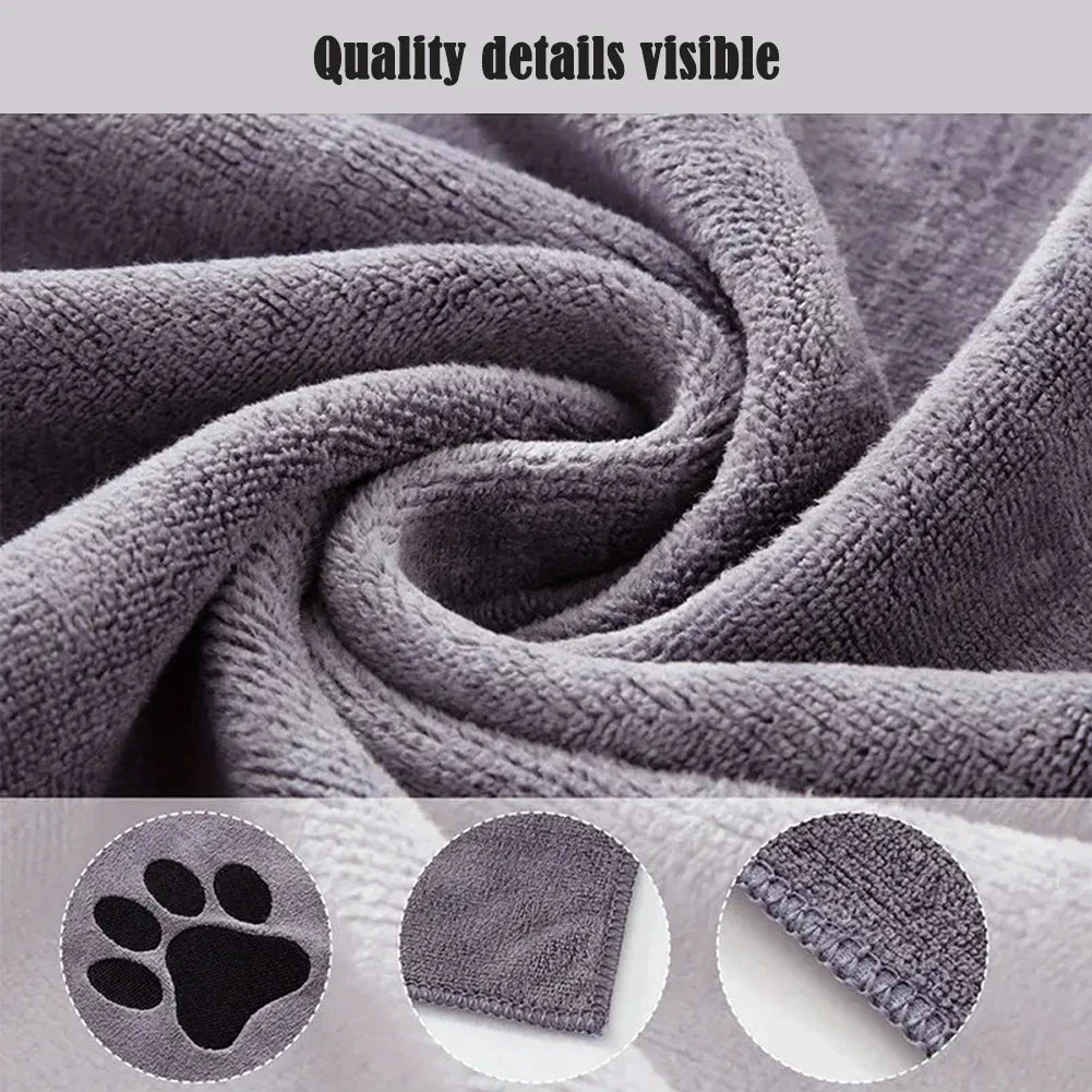 50*100cm Microfiber Pet Bath Towel Embroidered Super Soft Absorbent Cat for Dogs Grooming Supplies