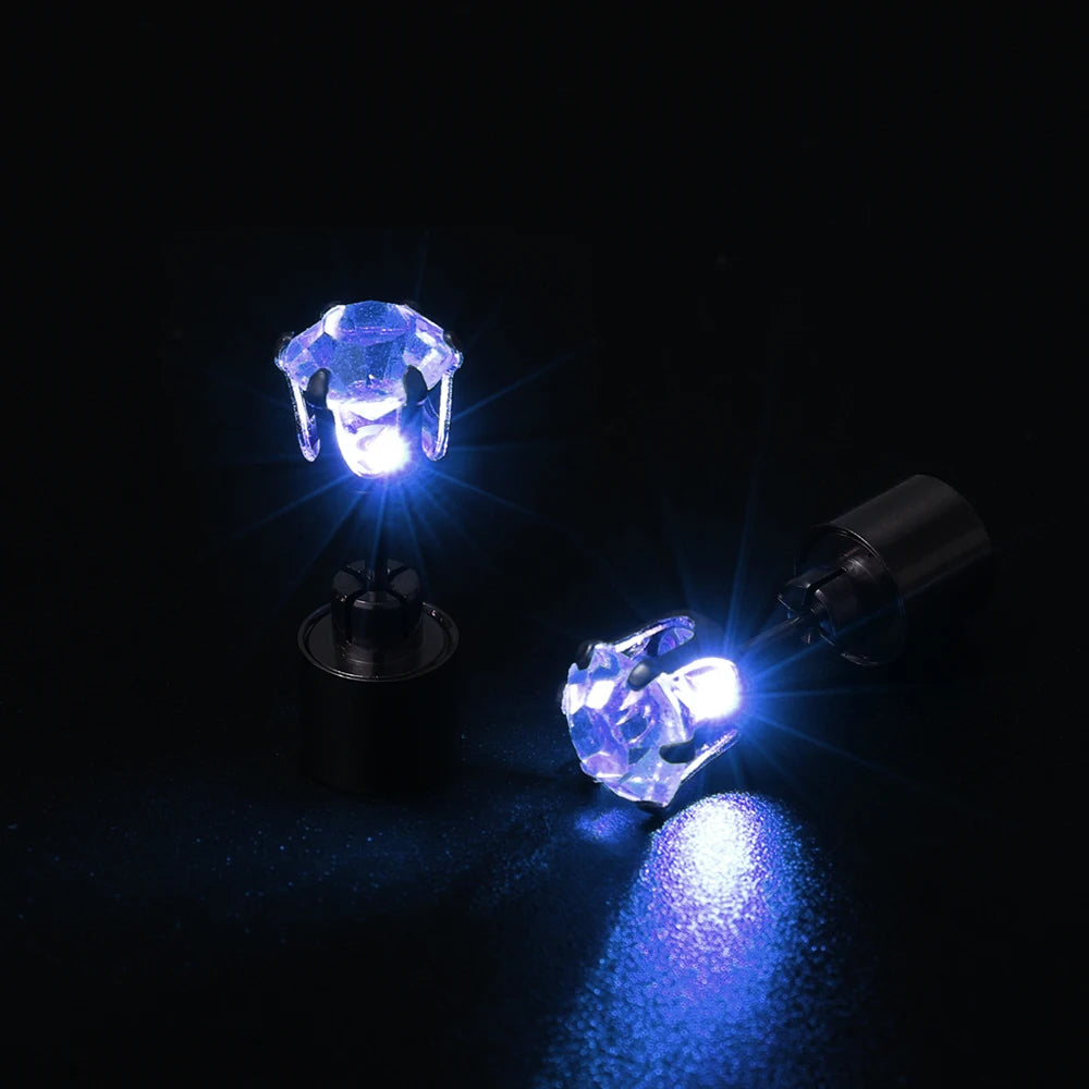 1/2Pcs LED Light Up Ear Stud Earrings Colorful Flashing Zircon Earring Stainless Steel Party Night Bling Ear Ring Studs Jewelry