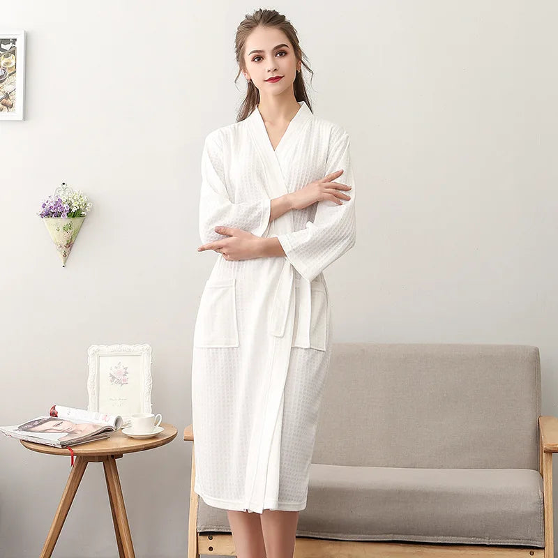 Custom Couple Bathrobe Embroidered with Names Logo Home Clothes Waffle Knit Bathrobe for Couples Hotel Spa Robe for Men Women
