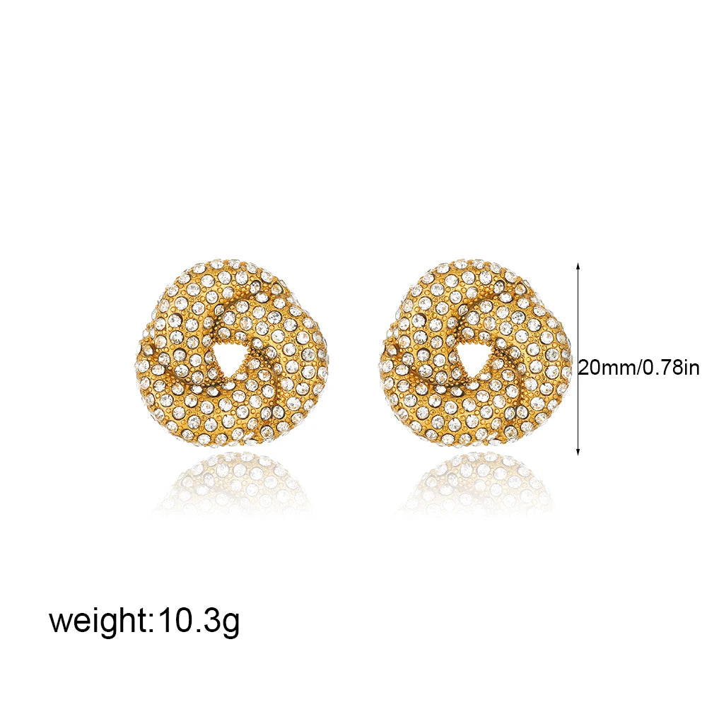 Trendy Stainless Steel Multilayer Circle Twist Knot Earrings for Women Texture Mixed Color Gold Plated Statement Earring Bijoux