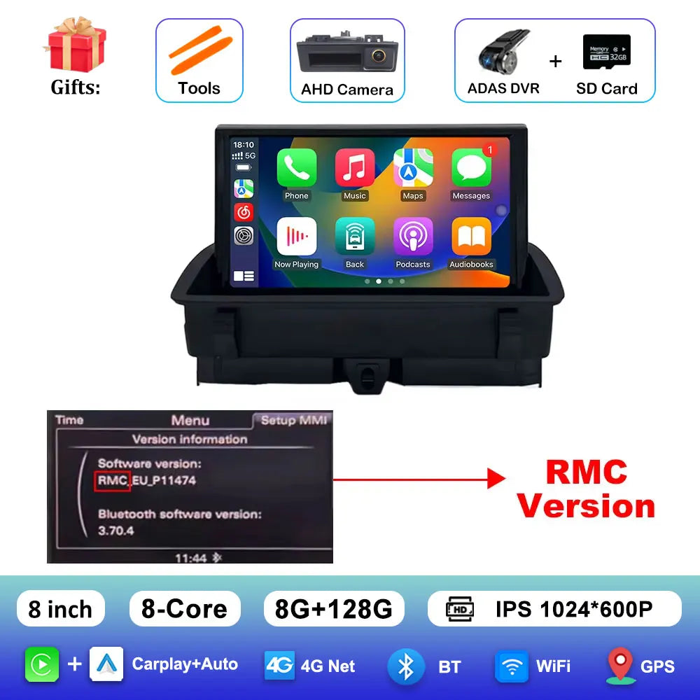 Audio DSP Stereo GPS Navi 8 inch Android 15 System for Audi Q3 2011 2012 - 2018 Carplay Car Radio Multimedia Player BT HD Screen