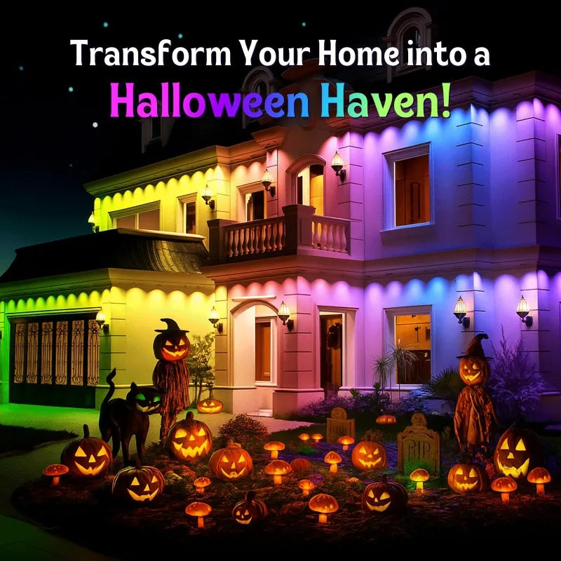 500FT Smart RGB Eave Lights App & Remote IP67 Permanent Outdoor LED String Lights Home New Year Christmas Birthday DIY Lighting