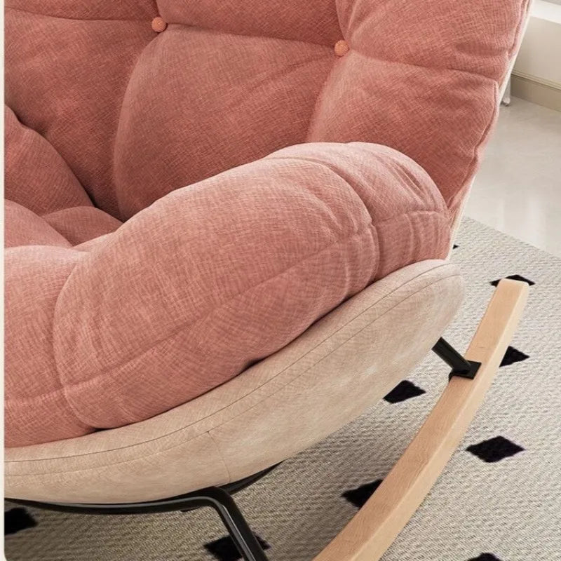 Cream New Pink Rocking Chair Lazy Recliner Home Leisure Single Sofa Balcony Living Room Rocking Chairs Muebles Para El Hogar
