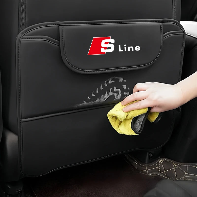 Leather Car Seat Protector Kids Anti-kick Pad Storage Bag For Audi Sline A3 A4 A5 A6 A7 A1 A2 A8 Q1 Q2 Q3 Q4 Q5 Q6 Q7 Q8 TT RS3