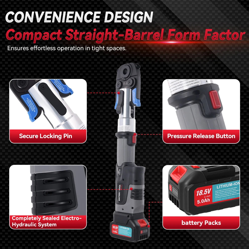 Podofo Electric Pipe Crimping Tool for TH16/20/25/26/32mm+V12/15/18/22/28mm+U16/20/25/32mm Battery Compression Tool with Jaws