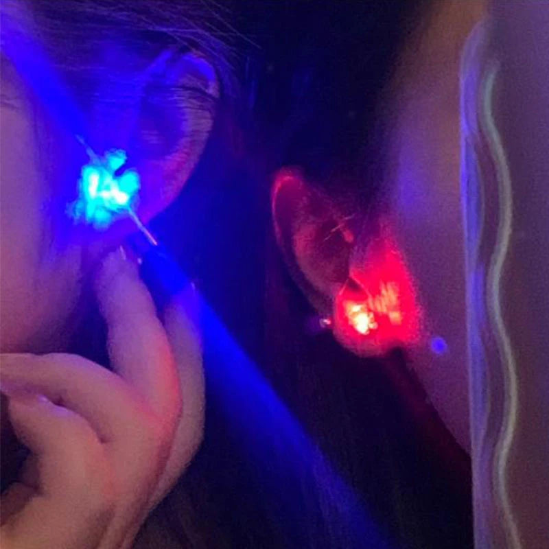 1/2Pcs LED Light Up Ear Stud Earrings Colorful Flashing Zircon Earring Stainless Steel Party Night Bling Ear Ring Studs Jewelry