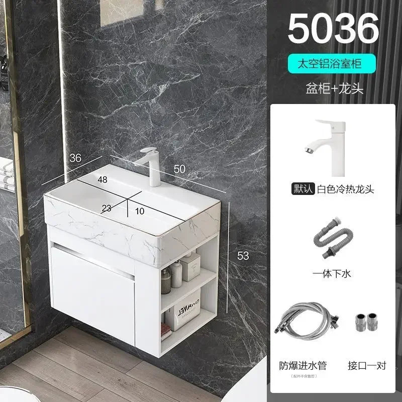 Compact Mini Bathroom Cabinet Minimalist Storage Ceramic Integrated Bathroom Vanity Cabinet Modern Archivadores Trendy Furniture