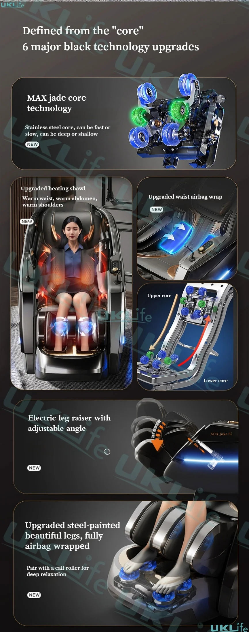 2026 MAX6D Dual-Core Jade Massage Chair with Calf Massage, 152cm Dual SL Track, AI Voice Control, Zero Gravity Mode