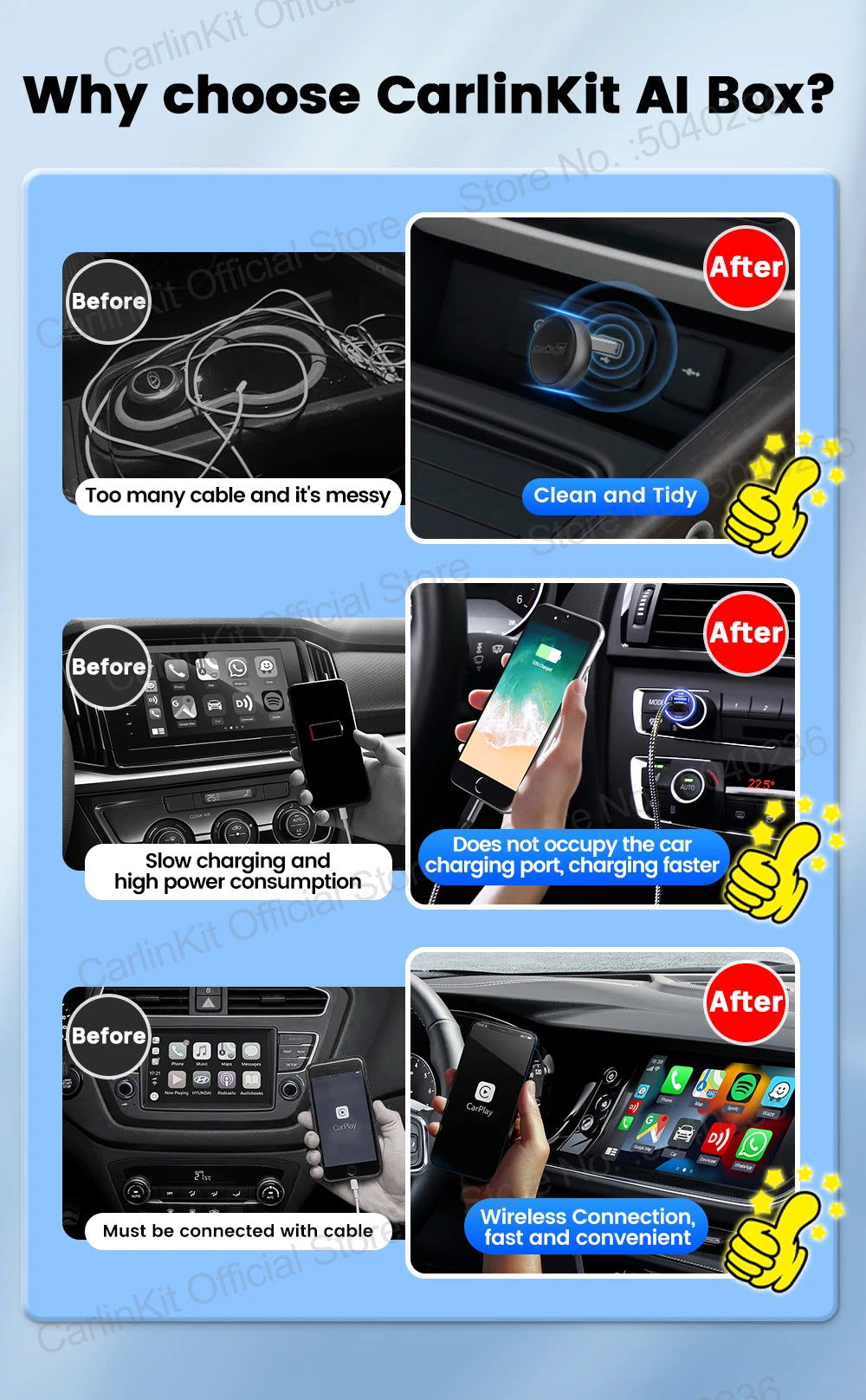 Mini Ultra 3 CarlinKit Wireless Android Auto & CarPlay Adapter 2.4Ghz&5Ghz WiFi BLE Auto Connect OTA Upgrade Mini Smart Car Box