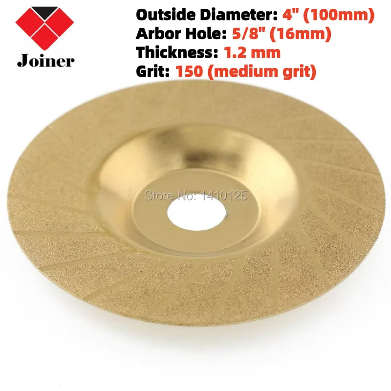 4" inch 100mm Diamond Coated TITANIUM Grinding Disc Wheel Convex Threading Angle Grinder Arbor Hole 16 mm 5/8" for Glass Stone