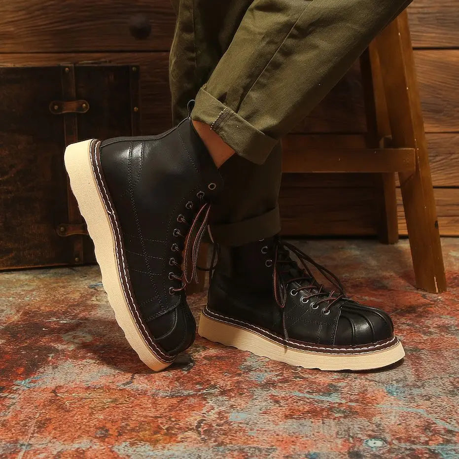 New Fashion Vintage British Men Leather Shoes Casual Round Toe Ankle Boots Spring Autumn Business Dress Chelsea Boots