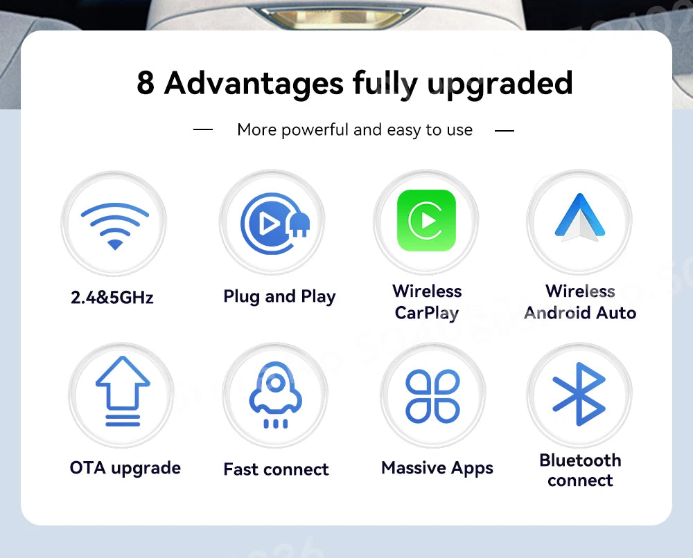 2026 CarlinKit 5.0 2Air Wireless Android Auto Box Portable CarPlay Wireless Dongle For Car Radio with Wired CarPlay/Android Auto