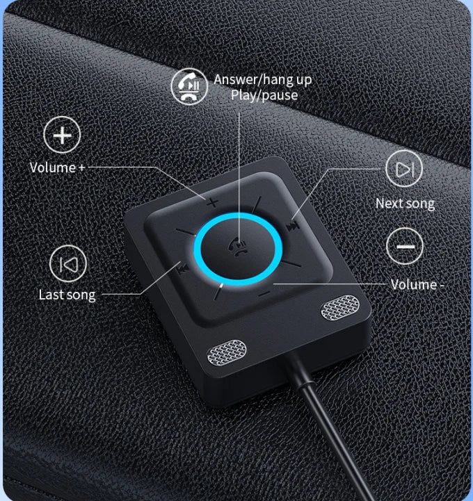 AUX Car Adapter Bluetooth 6.0 Stronger Dual Mics & Noise Cancellation Bluetooth Receiver For Car Music/Hands-Free Calls
