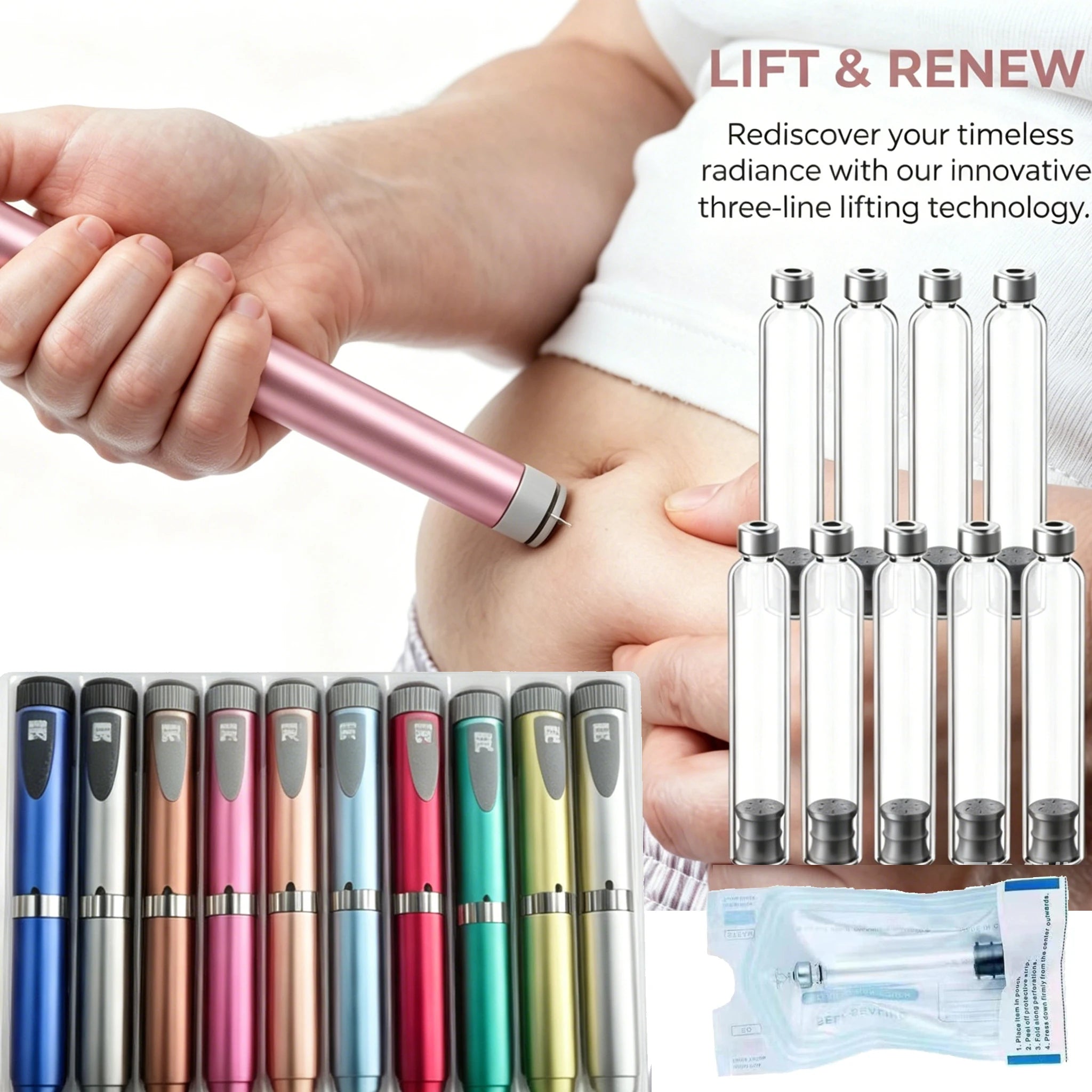 Reusable Pen Injector,Cartridges Set Portable Insulin Injection Pens Peptide Pen Dose Control ,Perfect for 3ml Cartridges