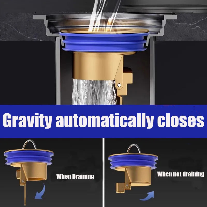 Floor Drain All-copper Shower Floor Drain Stopper Insectproof Anti-odor Deodorization Toilet Kitchen Bathroom Toilet Sewer Drain